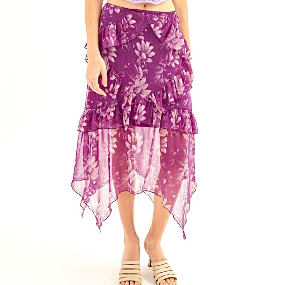 Urban Outfitters Purple Asymmetrical Midi Skirt